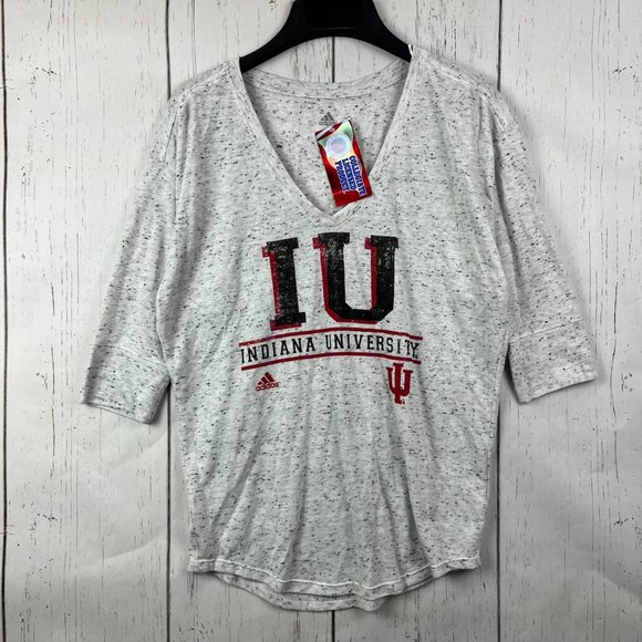 Indiana University Small Adidas Casual T-Shirt Gray‎ New Women - Picture 1 of 8